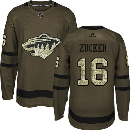 Adidas Wild #16 Jason Zucker Green Salute to Service Stitched Youth NHL Jersey